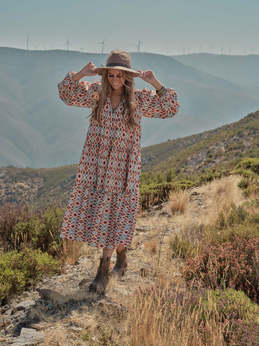 vestido largo estampado