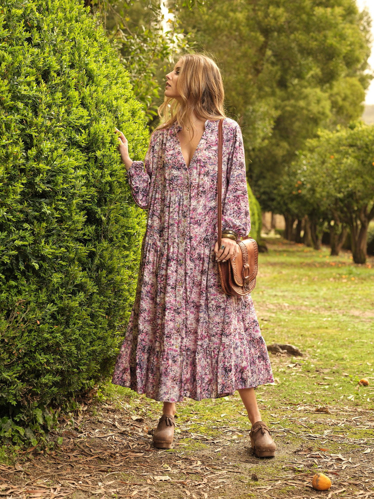 Long dress with floral print