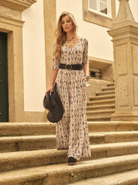 Long jumpsuit in printed knit