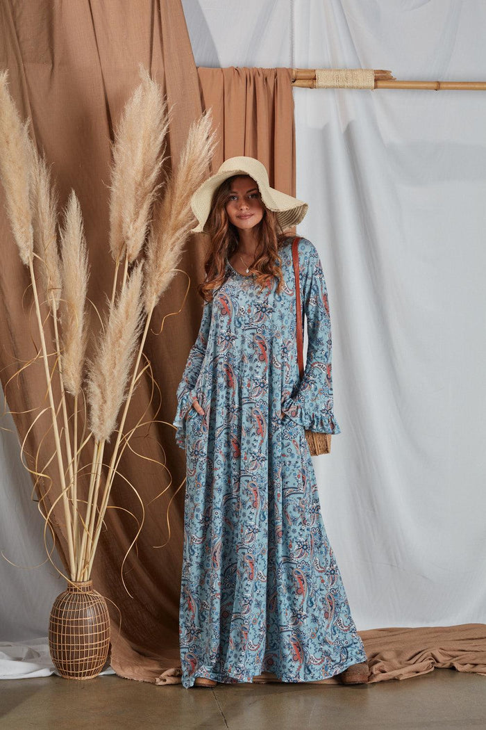 Long dress with cornucopia print