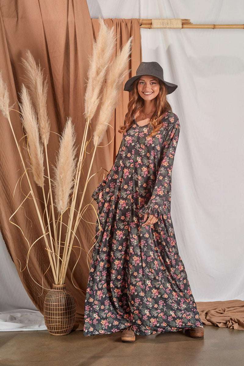 Long dress with floral print