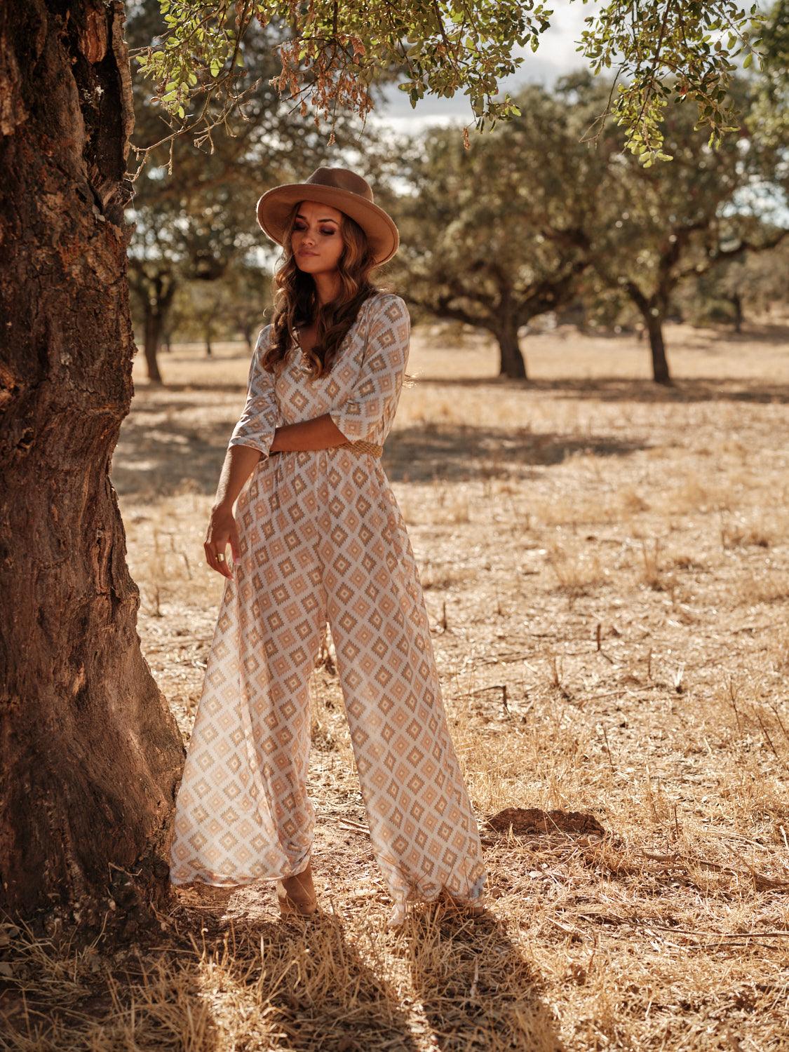 Printed long jumpsuit